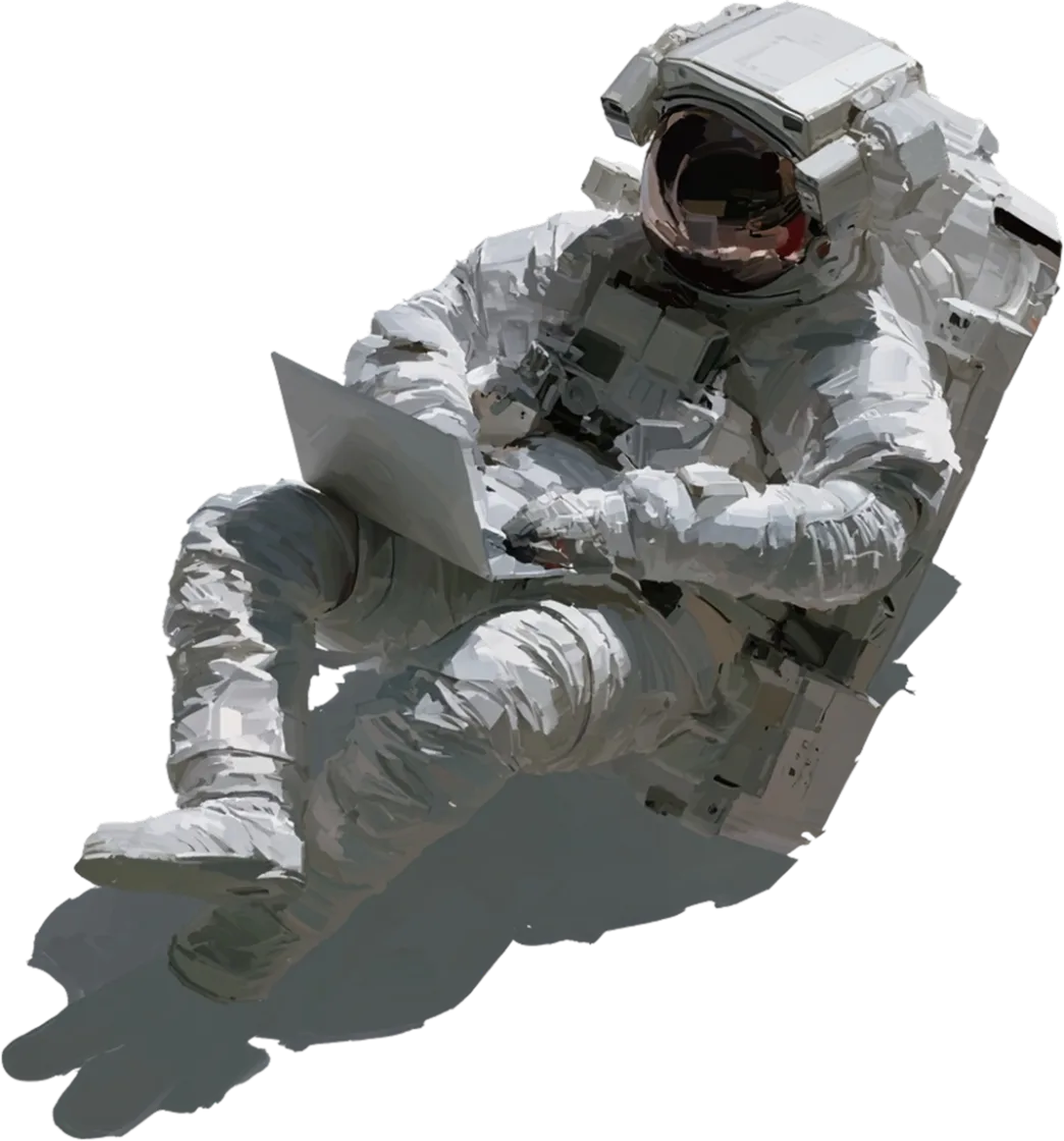 Codebased astronaut working on a laptop