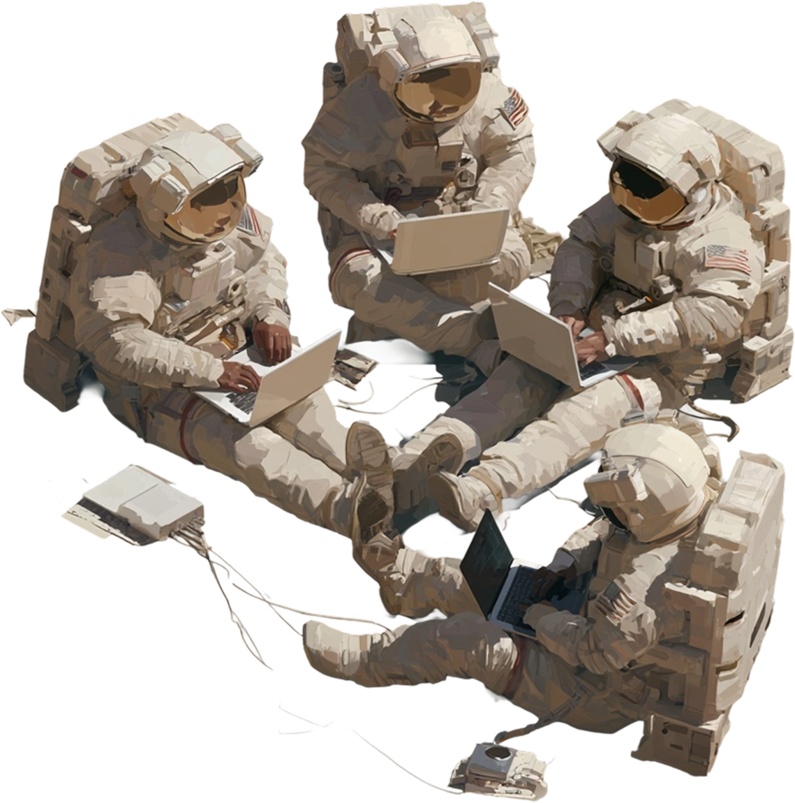 The Codebased team, illustrated as astronauts working on laptops